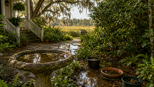 Savannah yard after rain