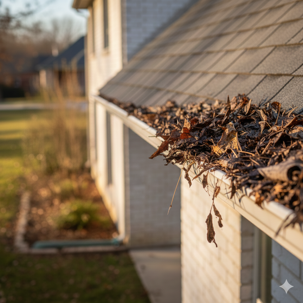 Clogged gutters, a perfect hiding spot for mosquitoes